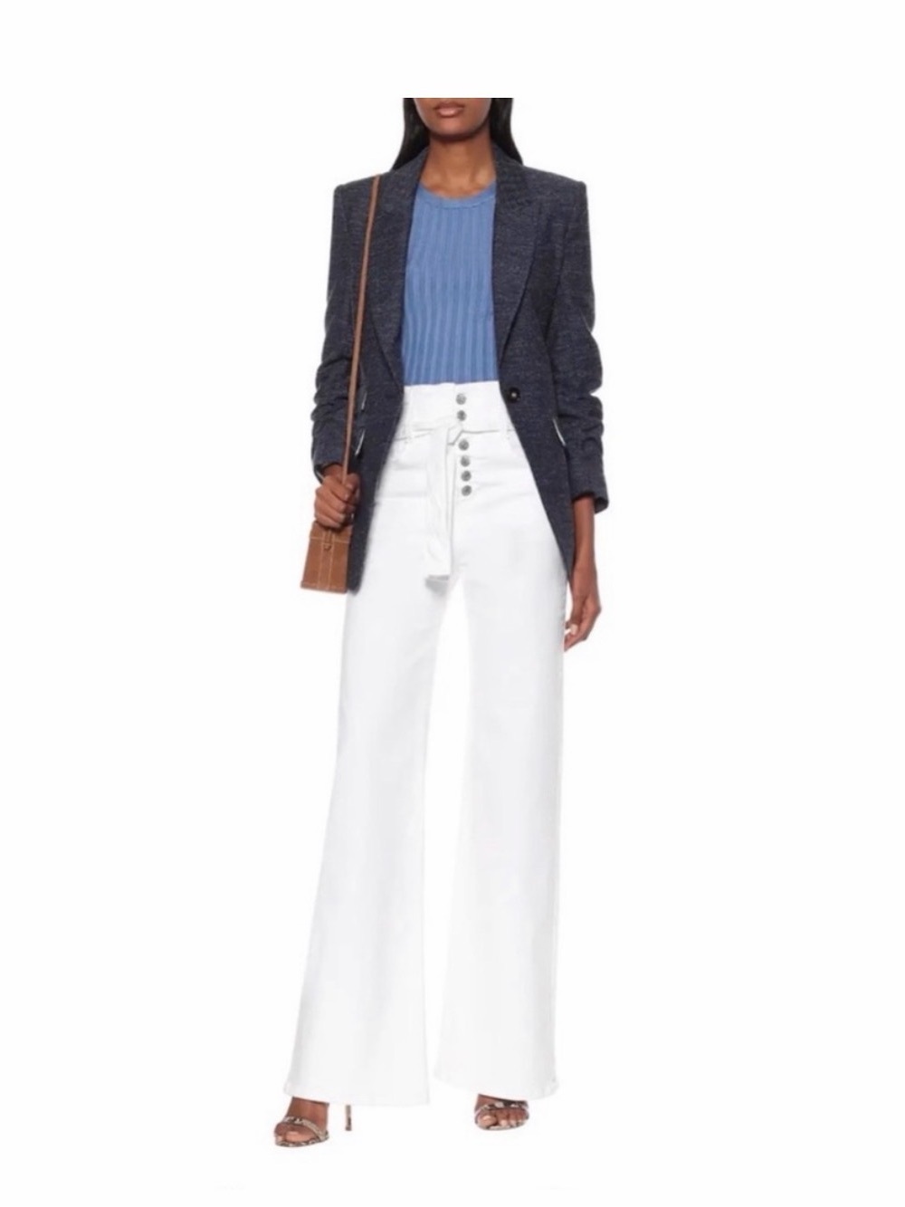 Veronica Beard Wide Leg White High-Waist Jeans